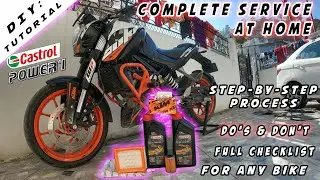 DIY: KTM RC/DUKE Complete Service At Home | CASTROL POWER1 ULTIMATE REVIEW| FULL GUIDE , PRICES?