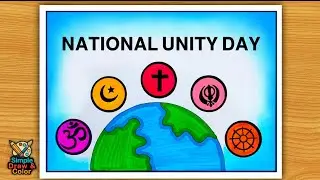 Ekta Diwas Poster Drawing | National Unity Day Drawing | Hun Sab Ek Hain Poster Art #unity #art