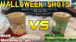 Brain Hemorrhage Shot (Bloody Brain) VS Alien Brain Hemorrhage Shot for Halloween