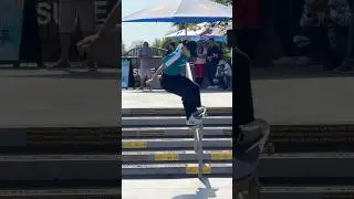 Nanaka Fujisawa wins best trick at #ExposureSkate 2024 with a pop shuv 5050 on the rail #XGames