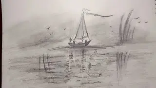 How to draw a sailing boat  || pencil sketch || pencil art for beginners 