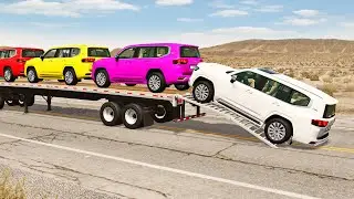 Flatbed Truck Mcqueen  | Transportation with Truck - Pothole vs Car #279 - BeamNG.Drive