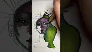 Drawing ✍️ with only THREE MARKERS✨🎨 #art #challenge #artworks #markers #alien #isart