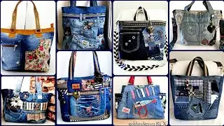 most beautiful Denim handmade Recycled #trending Upcycling Design Tote Bags