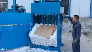 Vertical dual ram baler machine pressing the mixed paper cardboard, made in china by SKBALER