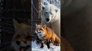 Polar Bear vs Chained Fox | Intense Wildlife Encounter in Snowy Forest (Ultra Realistic 8K)