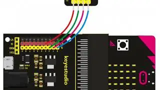Programming a RGB LED to flash different colours on a loop using the Keyestudio Sensor Shield.