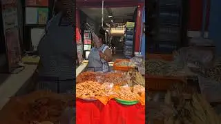 Dried Prawns in Oaxaca Market, with make shft fly deterant #oaxaca #oaxacamarkets #travel #Mexican