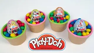 M&M's Ice Cream Cups with 4 Kinder Surprise | Learn Counting | First words in English
