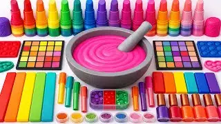 Satisfying Video How To Make Rainbow Eyeshadow Slime Mixing Glitter Makeup Cosmetics