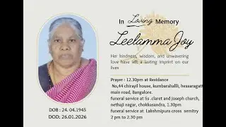 Funeral Service of Thresiamma (Leelamma Joy) || Live Streaming || 30th January 2026