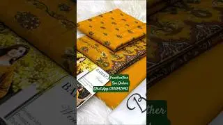 Bareeza 💯 Original 3pc Printed Peach leather`Fabric Peach Leather`##short