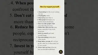 How to Respect Yourself (10 Rules That Change Everything) #quotes #goals #facts