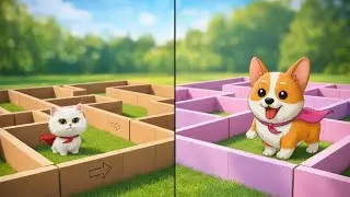 🐕&zwj;🦺 Superhero Dog & Cat Maze Challenge! DIY Fun 😻📦