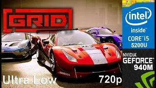GRID 2019 on 940m + Core i5 5200u, HP Pavilion 15 AB032TX Laptop, Ultra Low Setting, 720p