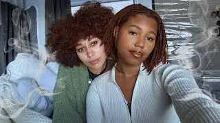 Smoking ASMR | hand rolled american spirit with my bestie 🚬👩🏾&zwj;❤️&zwj;💋&zwj;👩🏽 (+ ocean sounds and soda fizz)
