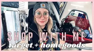 SHOP WITH ME | Target + home goods haul | Mini healthy grocery haul + neutral home decor