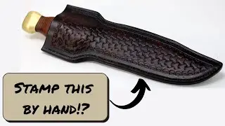 Using a Tandy leather triweave hand stamp to make a knife sheath for a 7