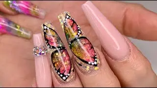 Acrylic Nail Tutorial I How To Do Butterfly design Line Work NotPolish