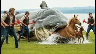 Heroic Rescue Team Saves Helpless Mother Horse from a Ravenous Giant Catfish