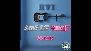 Bass Jam G Major Backing Track - Pop Funk Style 80 BPM (Am7 D7 Gmaj7) II-V-I