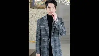 Essential Plaid Wool Blend Coat for Men Checkered Patten Woolen Overcoat Winter Autumn Smart Casual 