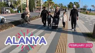 Alanya Oba Beach Walk | February 2025 | [4K HD60 fps]