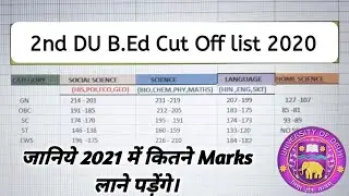 Du B.Ed Cut off 2020 || second cut off analisis || Social science, Language Home science and Science