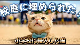 小学校に侵入して校庭に埋められた猫ちゃまる