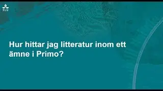 Hur hittar jag litteratur inom ett &auml;mne