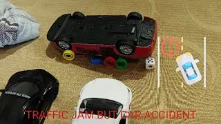 Traffic jam but car accident 