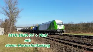 SETG ER 20-01 + MaK mit einem Hackschnitzelzug