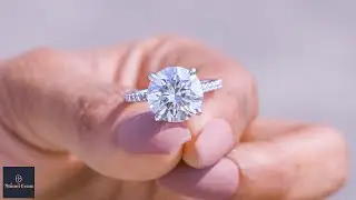 5 CT Round Moissanite Engagement Ring, Wedding / Bridal Set, Hidden Halo Ring, Solitaire White Gold