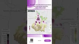 &Eacute;volution de la densit&eacute; de population dans les Hautes-Pyr&eacute;n&eacute;es entre 1876 et 2021