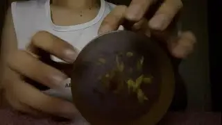 asmr nail tapping on things (empty perfumes, resin, candleholder, brand tag) with ac bg noise