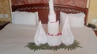 How to make a towel folded 🍰 || Bed decoration cake || folding towel art|| hotel tips for h. k