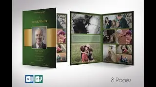 Green Gold Dignity Funeral Program Tabloid Template, Print Size:  11&rdquo;x17&rdquo;, Bi-fold Size: 8.5&rdquo;x11&rdquo;