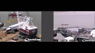 OV-101 Space Shuttle Enterprise Lifted on to USS Intrepid Timelapse