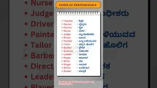 Names of Professionals | Learn Spoken English With Kannada | English Kannada #english