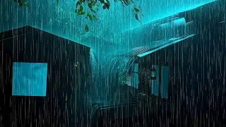 Goodbye Insomnia with Heavy Rain & Thunder Growls on a Stale Tin Roof in Foggy Murky Forest at Night