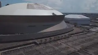 Drone Video: Fire damage on the Superdome roof