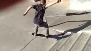 kid dose a 4 stair at pomona skate park