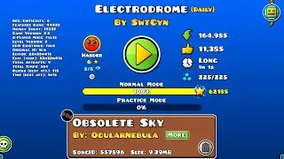Electrodrome By SwtCyn 100% with one coin Geometry Dash Daily Level.