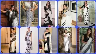 Modern White and black saree collection/ Designer black and white saree/