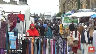 Walking around Cannon Mills Sunday Market looking at the wonderful stalls in Bradford
