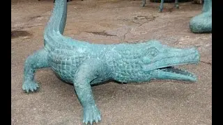 Large Bronze Crocodile Alligator Statue