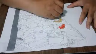 Coloring Page of Flag Carrying Group Members 2   Bageshri