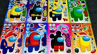 Among Us Sticker Collage ASMR 🎨 | Satisfying Notebook Decoration with Impostor, Red, Blue & More!