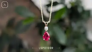 Lab-Grown Ruby Teardrop Pendant with Lab Diamond | Angara India