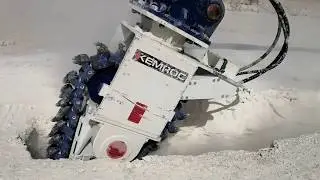 Kemroc EK150 Chain Cutter on Komatsu PC400 Excavator Trenching in hard limestone